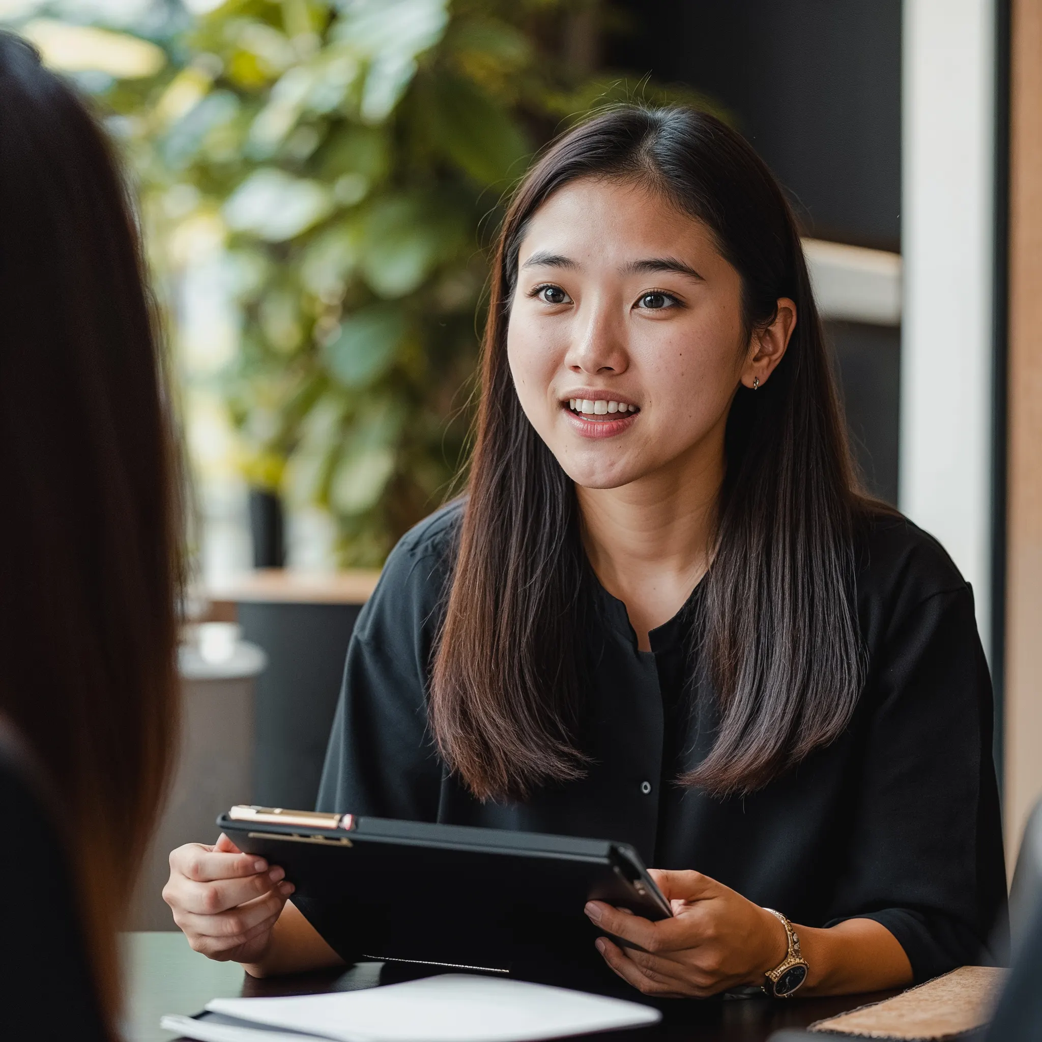 A LeapYear student in a one-on-one coaching conversation