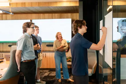 LeapYear students working together during a full-day Design Thinking Intensive