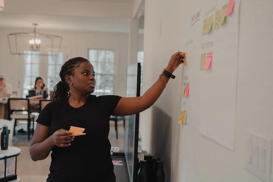 A LeapYear student mapping career ideas during a workshop